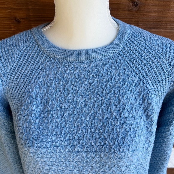 J. JILL Mixed Cable Knit Sweater Ocean Blue, Side Buttons, Long Sleeves, XS - Picture 4 of 12